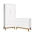 Jogo De Quarto Infantil Classic Guarda Roupa 2 Portas E Cômod