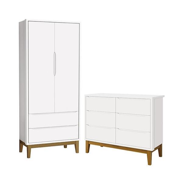 Jogo De Quarto Infantil Classic Guarda Roupa 2 Portas E Cômod