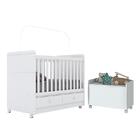 Jogo De Quarto Infantil Com Berço Aquarela E Baú Organizador