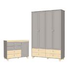 Jogo De Quarto Infantil Com Cômoda 1 Porta 4 Gavetas E Guarda