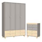 Jogo De Quarto Infantil Com Cômoda Gaveteiro E Guarda Roupa 4