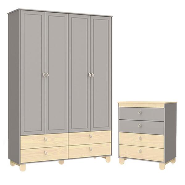 Jogo De Quarto Infantil Com Cômoda Gaveteiro E Guarda Roupa 4