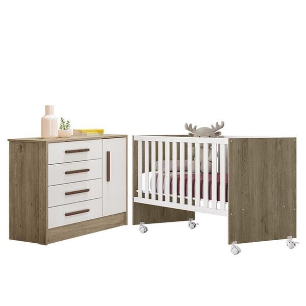 Jogo De Quarto Infantil Com Cômoda Q Encanto E Berço Doce Son
