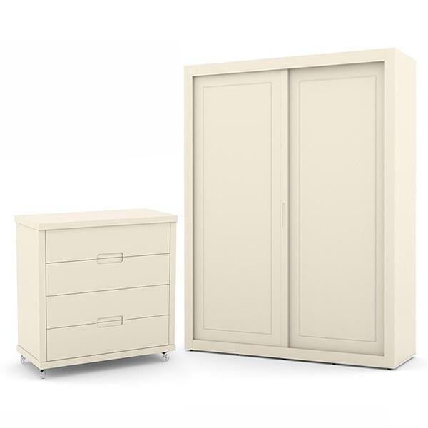 Jogo De Quarto Infantil Com Guarda Roupa 2 Portas De Correr E