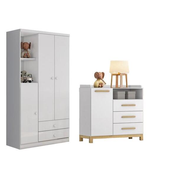 Jogo De Quarto Infantil Com Guarda Roupa Bala De Menta E Cômo