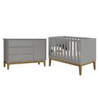 Jogo De Quarto Infantil Cômoda 1 Porta E Berço Classic Com Pé