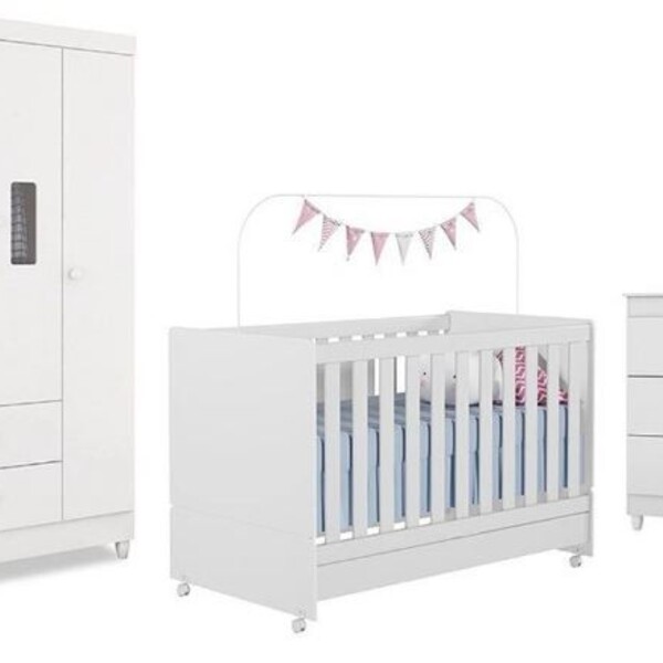 Jogo De Quarto Infantil Diamante 3 Peças Branco Pertenella