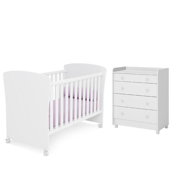 Jogo De Quarto Infantil Doce Sonho Cômoda Trocador E Berço Am