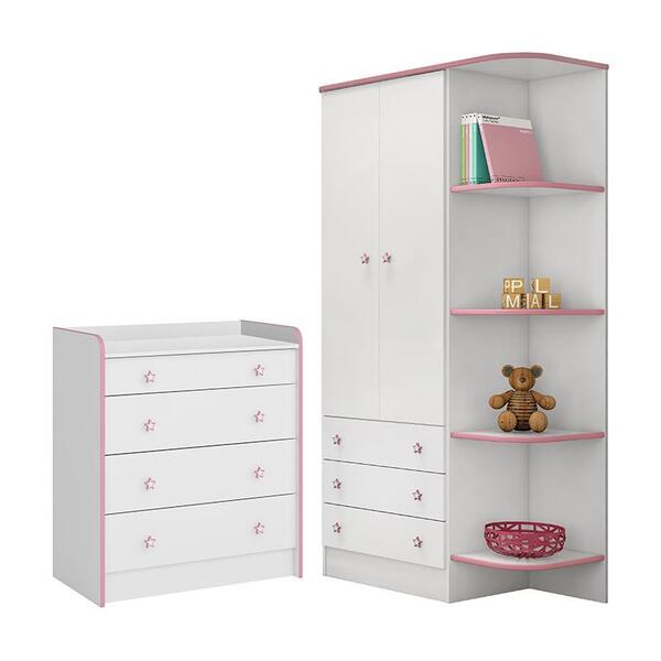 Jogo De Quarto Infantil Doce Sonho Guarda Roupa 2 Portas E Cô