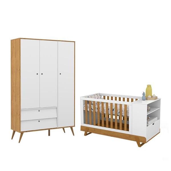 Jogo De Quarto Infantil Gold Guarda Roupa 3 Portas E Berço Mu