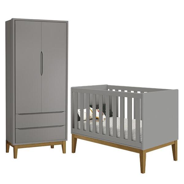 Jogo De Quarto Infantil Guarda Roupa 2 Portas E Berço Classic