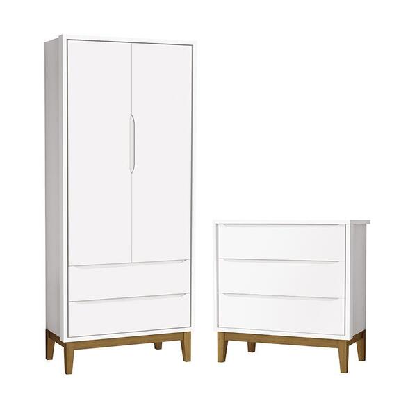 Jogo De Quarto Infantil Guarda Roupa 2 Portas E Cômoda 3 Gave