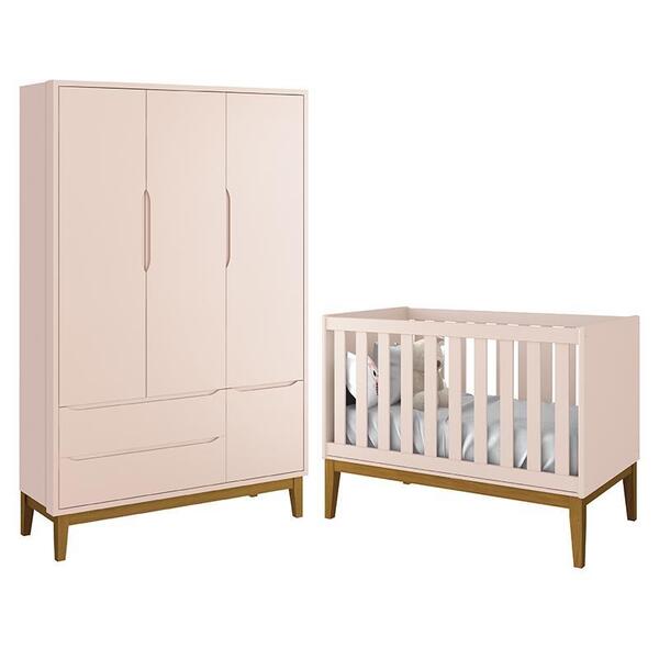 Jogo De Quarto Infantil Guarda Roupa 3 Portas E Berço Classic