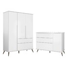 Jogo De Quarto Infantil Guarda Roupa 3 Portas E Cômoda 1 Port