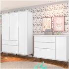 Jogo De Quarto Infantil Guarda Roupa E Cômoda Branco Acetinad