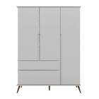 Jogo De Quarto Infantil Guarda Roupa E Cômoda Cinza Acetinado