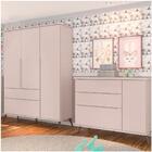 Jogo De Quarto Infantil Guarda Roupa E Cômoda Rose Acetinado