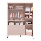 Jogo De Quarto Infantil Guarda Roupa E Cômoda Rose Acetinado