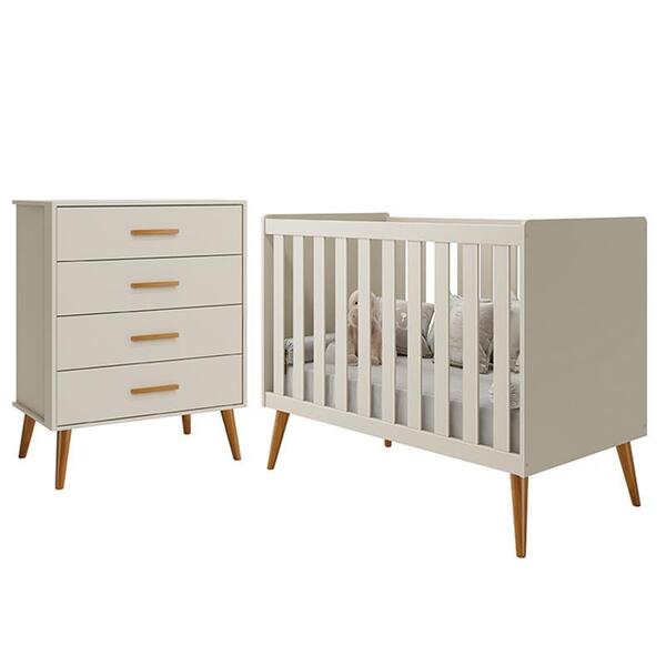 Jogo De Quarto Infantil Isis Cômoda 4 Gavetas E Berço - Relle