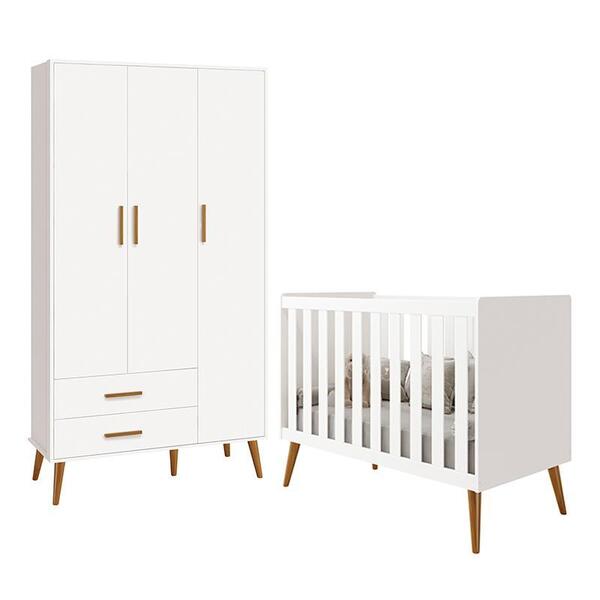 Jogo De Quarto Infantil Isis Guarda Roupa 3 Portas E Berço -