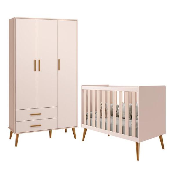 Jogo De Quarto Infantil Isis Guarda Roupa 3 Portas E Berço -