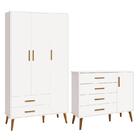 Jogo De Quarto Infantil Isis Guarda Roupa 3 Portas E Cômoda 1