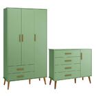 Jogo De Quarto Infantil Isis Guarda Roupa 3 Portas E Cômoda 1