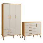 Jogo De Quarto Infantil Isis Guarda Roupa 3 Portas E Cômoda 1