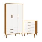 Jogo De Quarto Infantil Isis Guarda Roupa 3 Portas E Cômoda 4