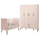 Jogo De Quarto Infantil Isis Guarda Roupa 4 Portas E Berço -