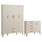 Jogo De Quarto Infantil Isis Guarda Roupa 4 Portas E Cômoda 1