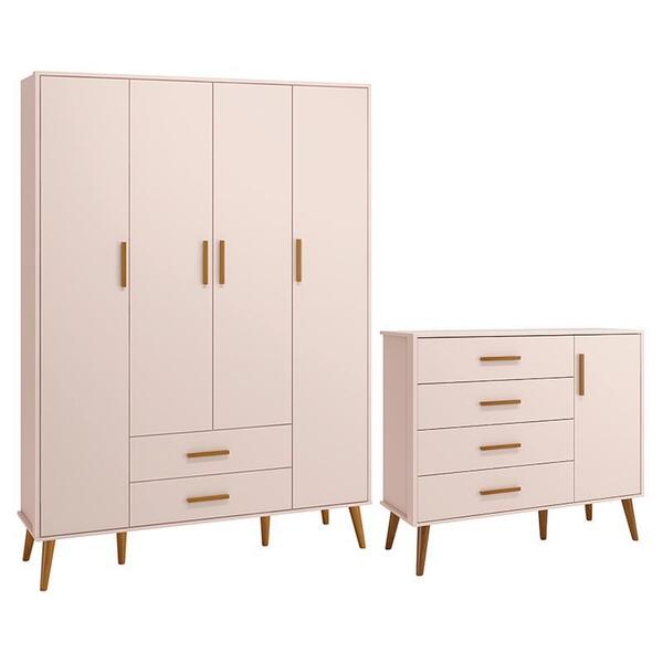 Jogo De Quarto Infantil Isis Guarda Roupa 4 Portas E Cômoda 1