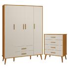 Jogo De Quarto Infantil Isis Guarda Roupa 4 Portas E Cômoda 4