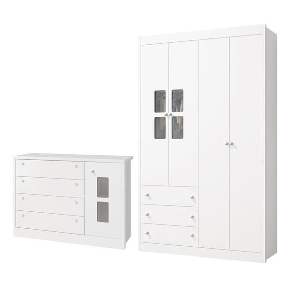 Jogo De Quarto Infantil Joãozinho Com Guarda Roupa E Cômoda -
