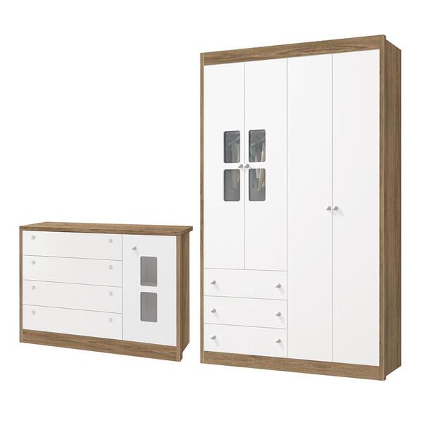 Jogo De Quarto Infantil Joãozinho Com Guarda Roupa E Cômoda -