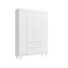 Jogo De Quarto Infantil Maya Branco Acetinado Guarda-roupa E