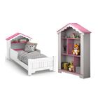 Jogo De Quarto Infantil Mini Cama E Nicho Anelise Branco Rosa