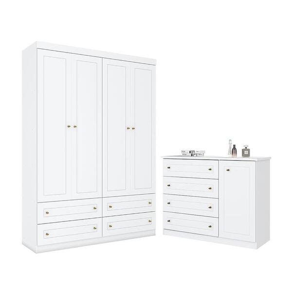 Jogo De Quarto Infantil Mississipi Guarda Roupa 4 Portas E Cô