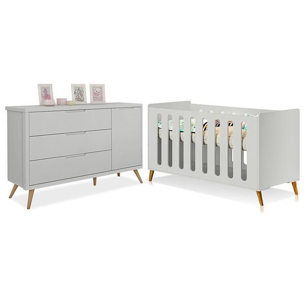 Jogo De Quarto Infantil Old Clean Plus Com Berço E Cômoda Com