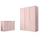 Jogo De Quarto Infantil Pérola Com Guarda Roupa E Cômoda - Ph