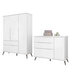 Jogo De Quarto Infantil Retrô Alice Guarda Roupa E Cômoda Com