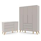 Jogo De Quarto Infantil Retrô Clean Guarda Roupa 4 Portas E C