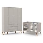 Jogo De Quarto Infantil Retrô Gold Com Guarda Roupa 4 Portas