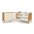 Jogo De Quarto Infantil Retrô Gold Cômoda Com Porta E Berço -