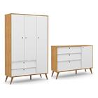 Jogo De Quarto Infantil Retrô Gold Guarda Roupa 3 Portas E Cô