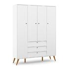 Jogo De Quarto Infantil Retrô Gold Guarda Roupa 4 Portas E Cô