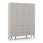 Jogo De Quarto Infantil Retrô Gold Guarda Roupa 4 Portas E Cô