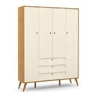Jogo De Quarto Infantil Retrô Gold Guarda Roupa 4 Portas E Cô