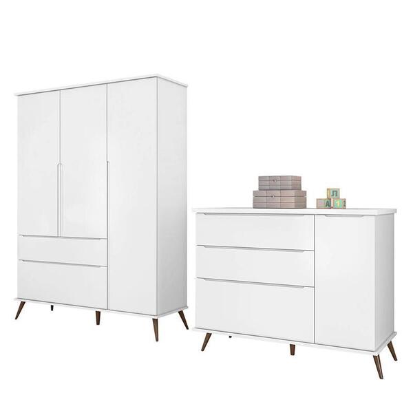 Jogo De Quarto Infantil Retrô Melinda Guarda Roupa E Cômoda C