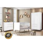 Jogo De Quarto Infantil Roupeiro, Cômoda E Berço Branco